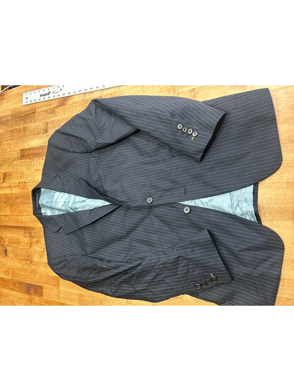 PINK Navy Blue Pinstripe Suit Jacket Blazer